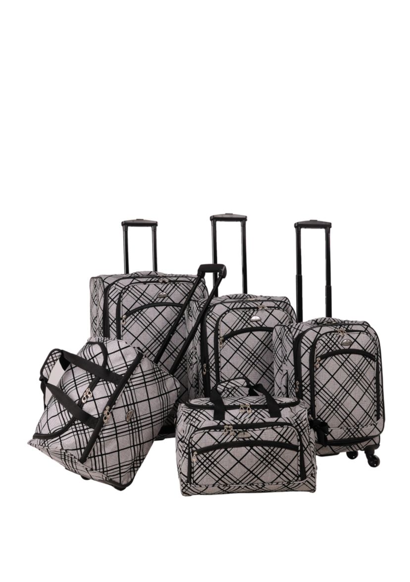 American Flyer Silver Stripes 5-Piece Spinner Luggage Set