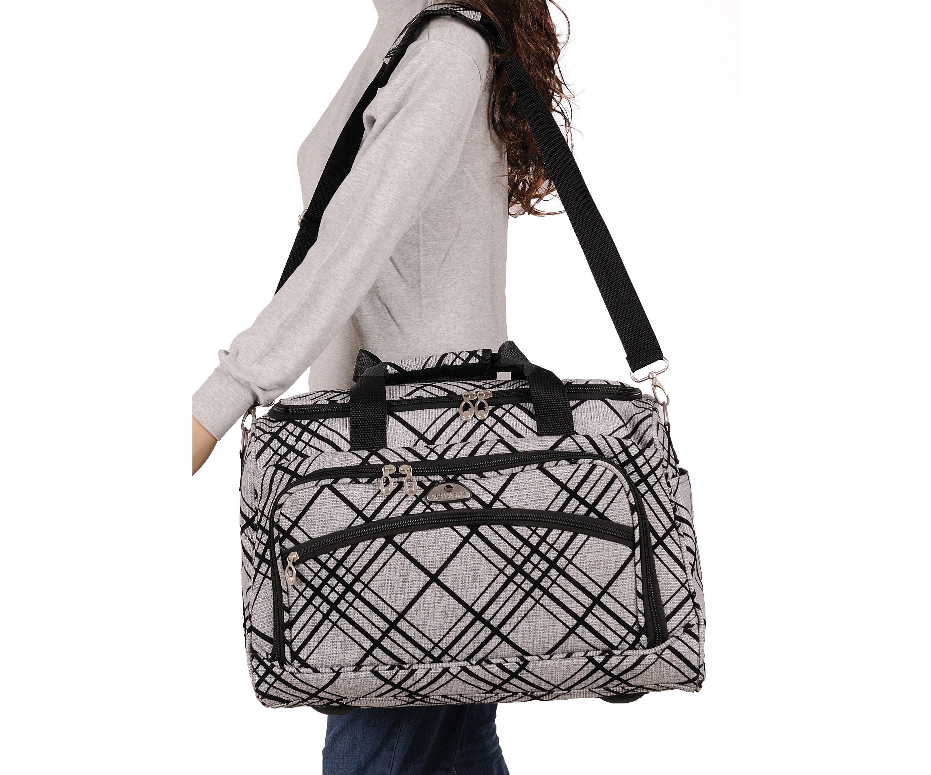 American Flyer Silver Stripes 5-Piece Spinner Luggage Set