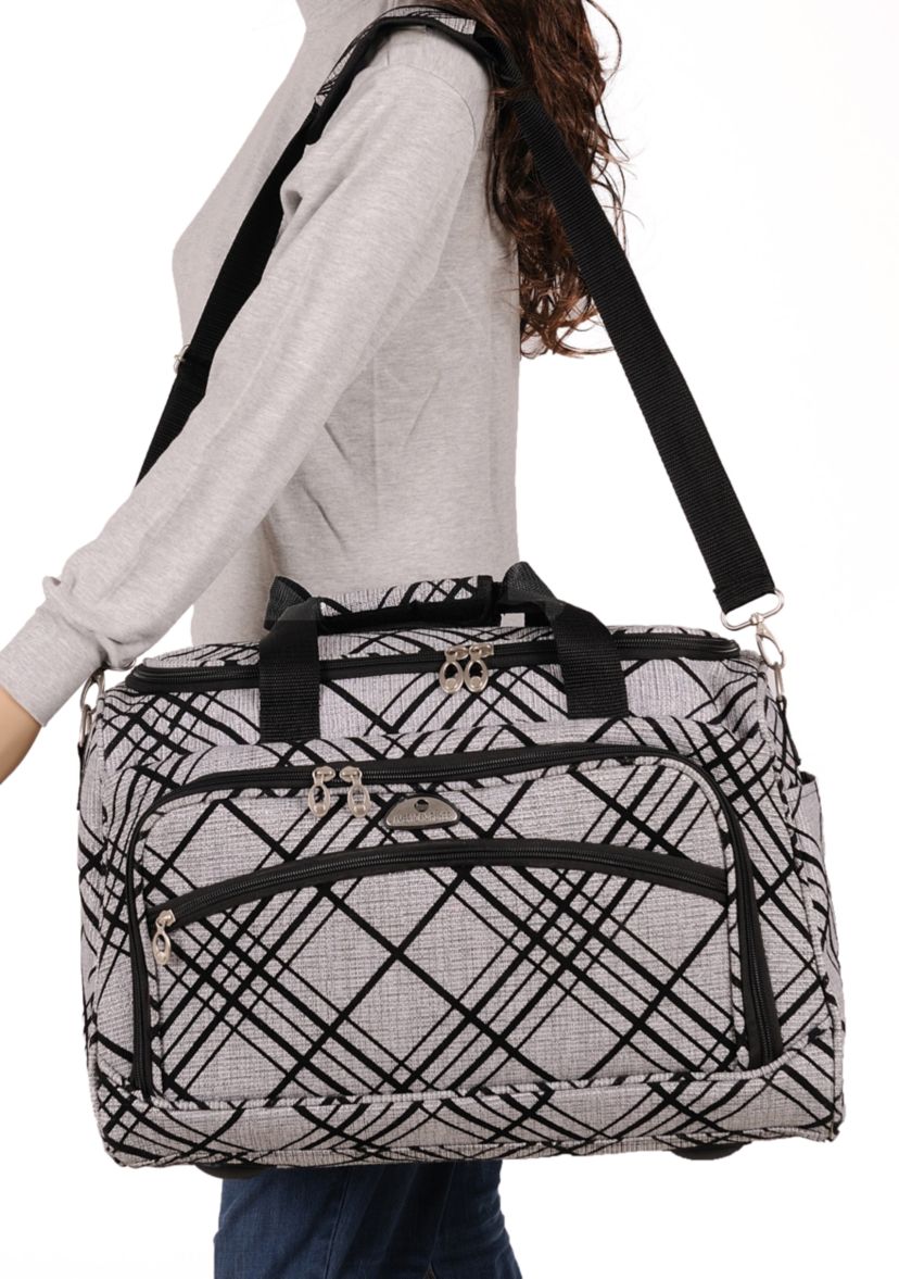 American Flyer Silver Stripes 5-Piece Spinner Luggage Set