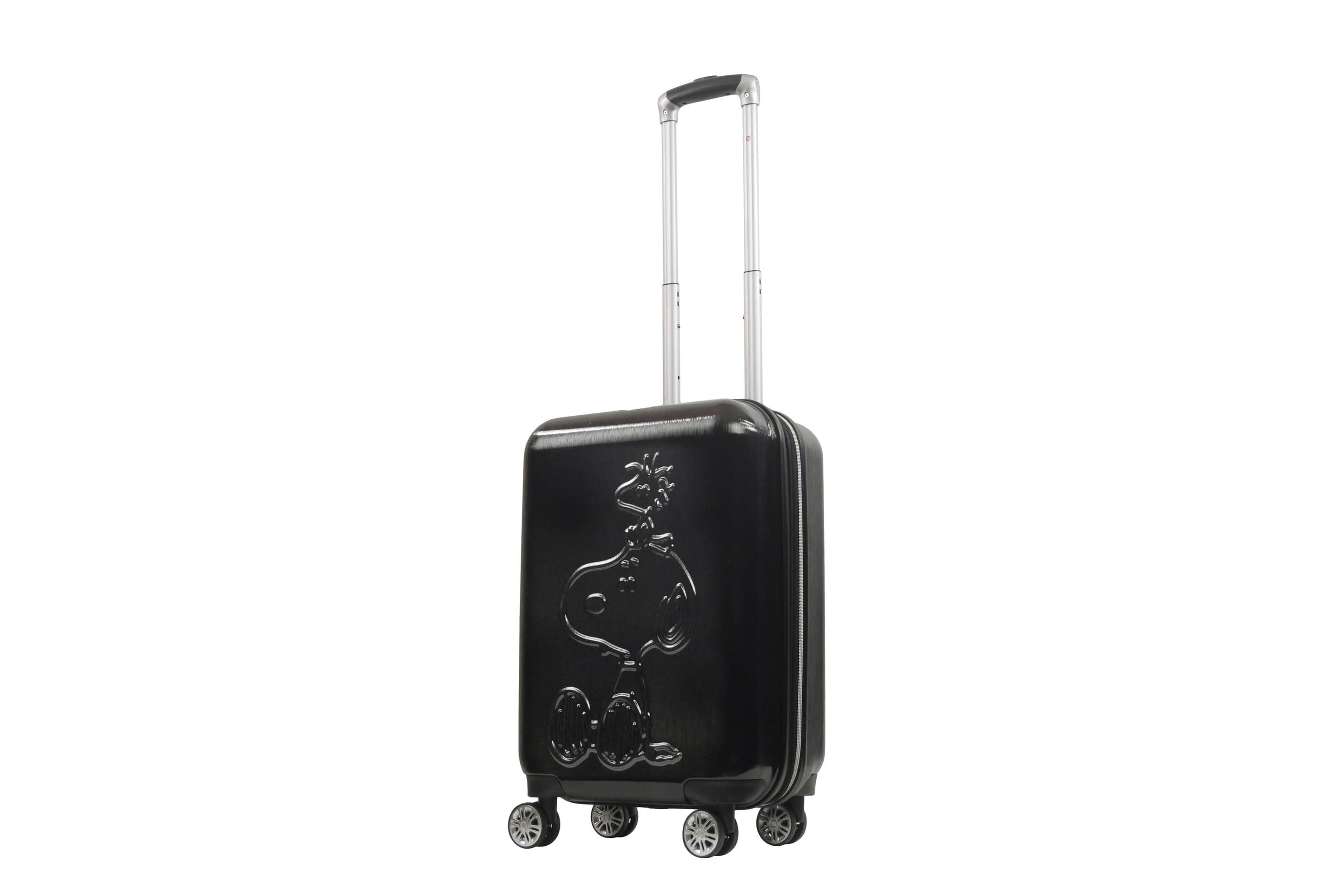 Peanuts Snoopy & Woodstock Ful Embossed Molded Hardside 22" Caryon Suitecase spinner, Black