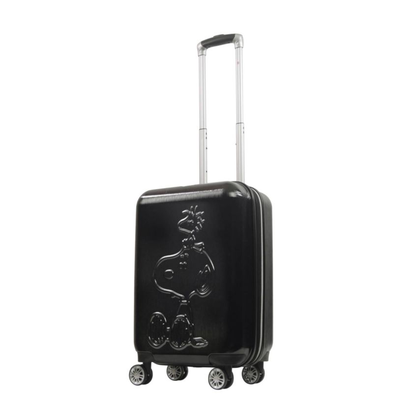 Peanuts Snoopy & Woodstock Ful Embossed Molded Hardside 22" Caryon Suitecase spinner, Black