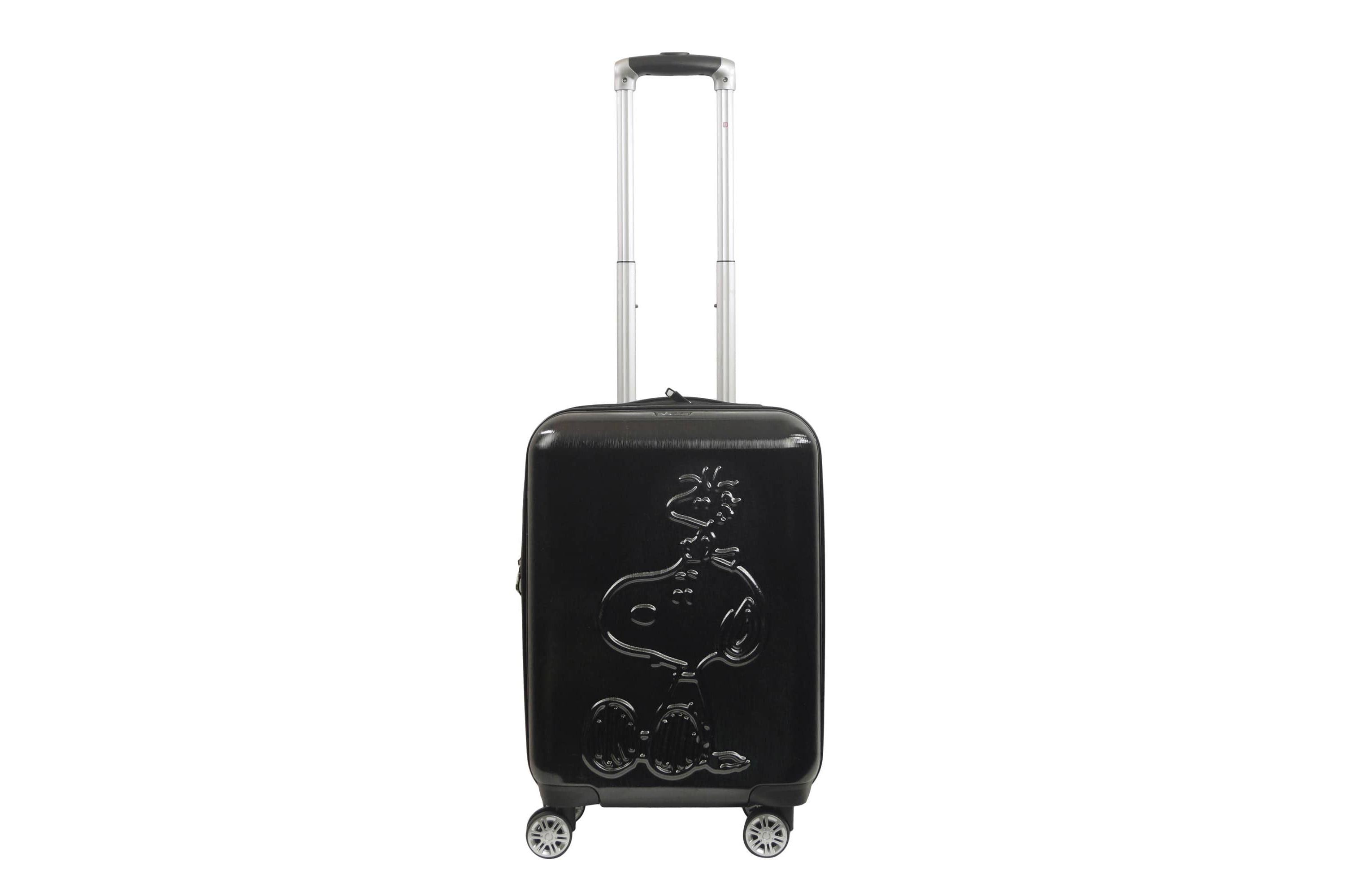 Peanuts Snoopy & Woodstock Ful Embossed Molded Hardside 22" Caryon Suitecase spinner, Black