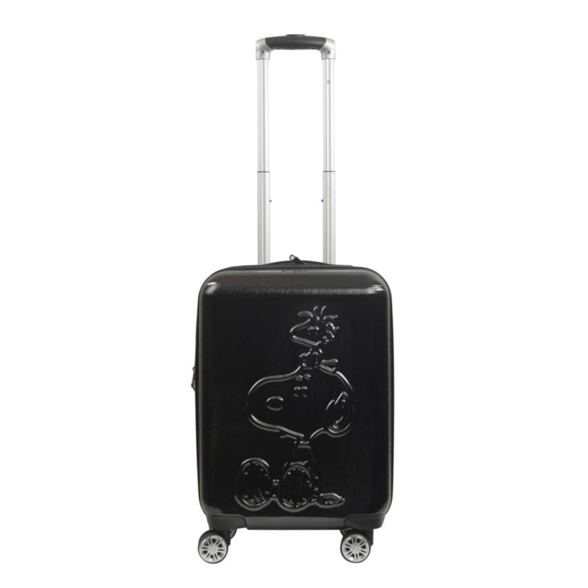 Peanuts Snoopy & Woodstock Ful Embossed Molded Hardside 22" Caryon Suitecase spinner, Black