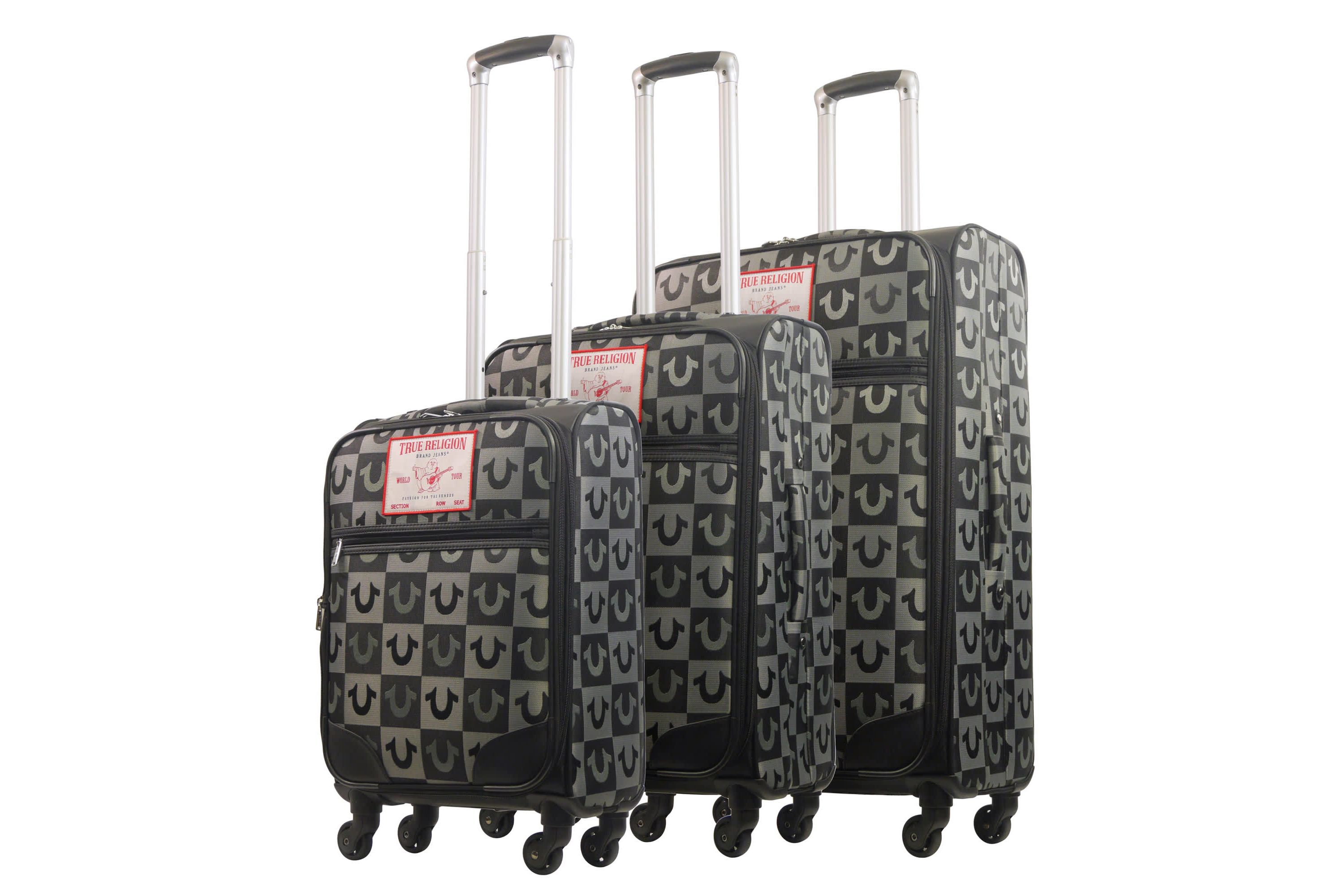 True Religion Soft Sided 3 pc spinner Luggage Set