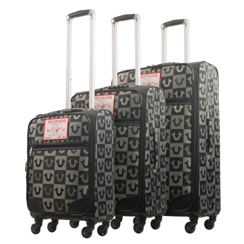 True Religion Soft Sided 3 pc spinner Luggage Set