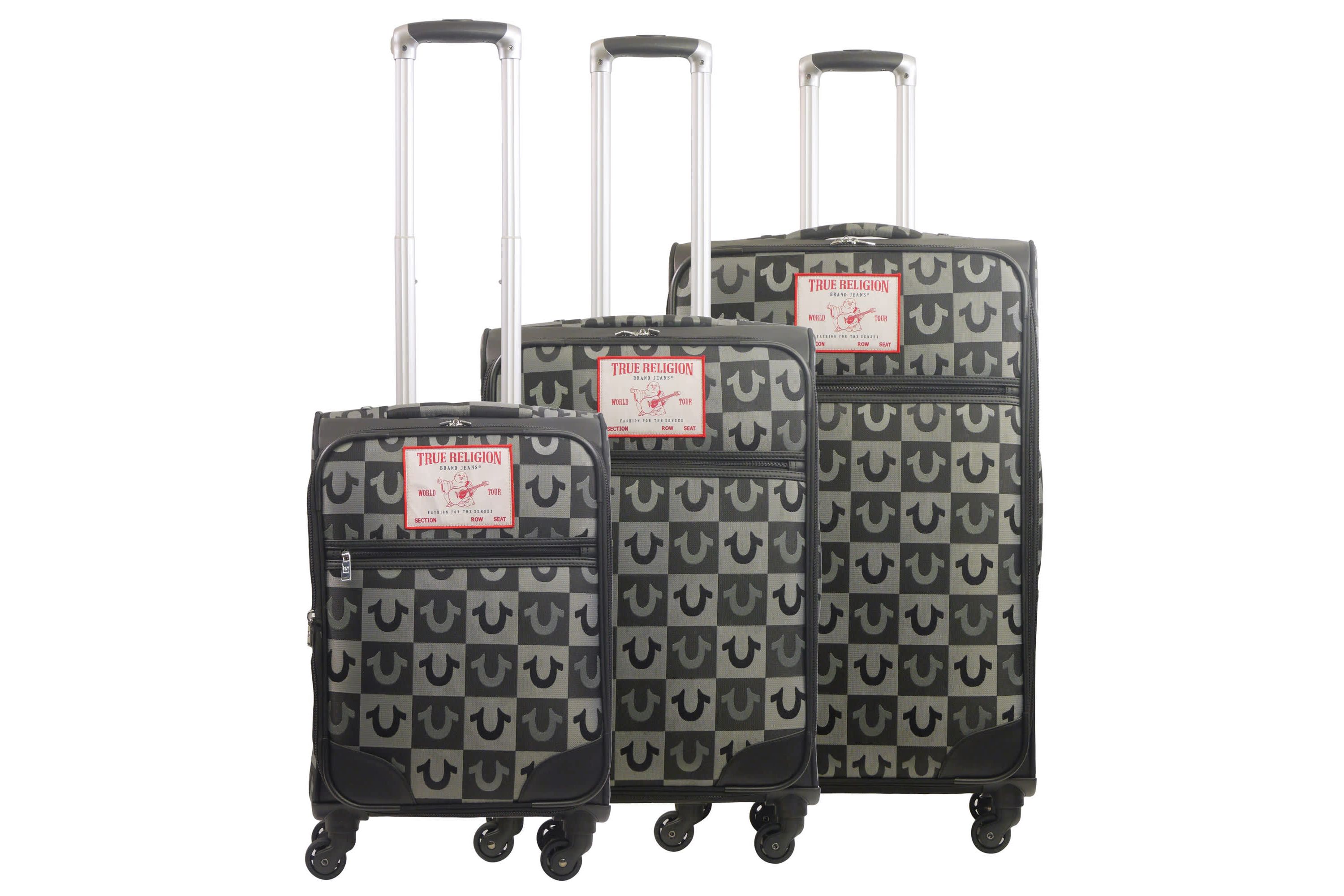 True Religion Soft Sided 3 pc spinner Luggage Set