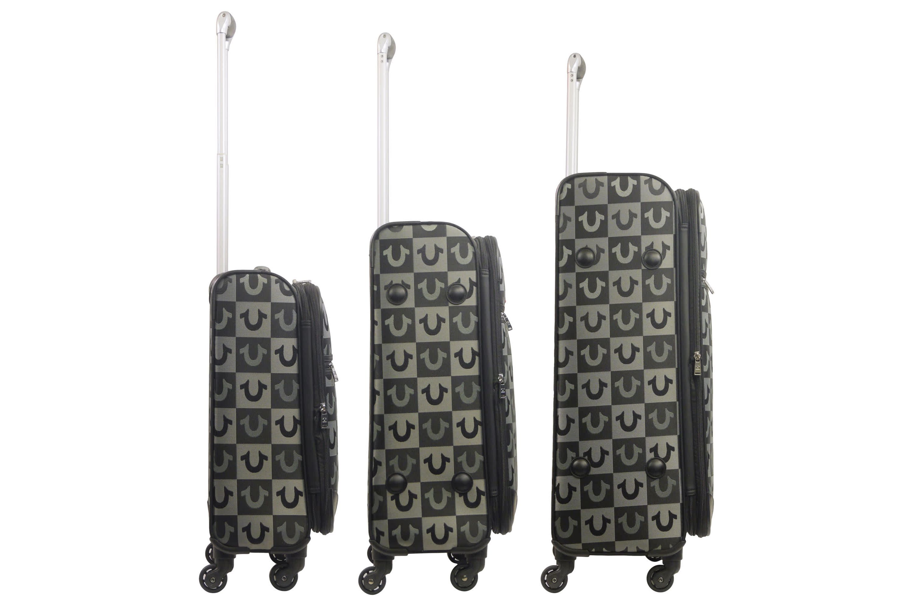 True Religion Soft Sided 3 pc spinner Luggage Set