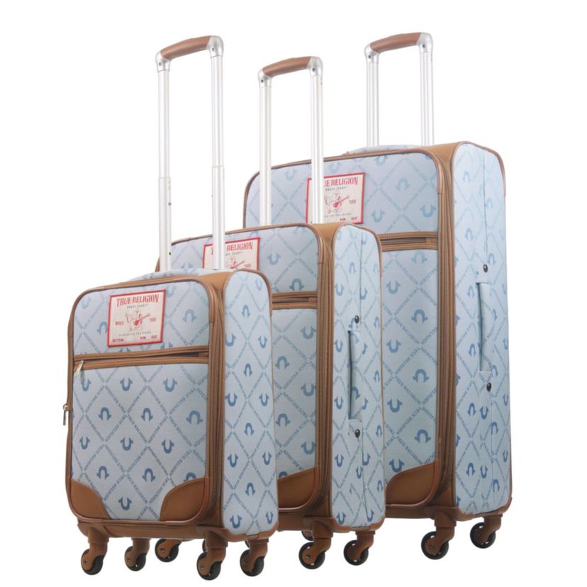 True Religion Soft Sided 3 pc spinner Luggage Set