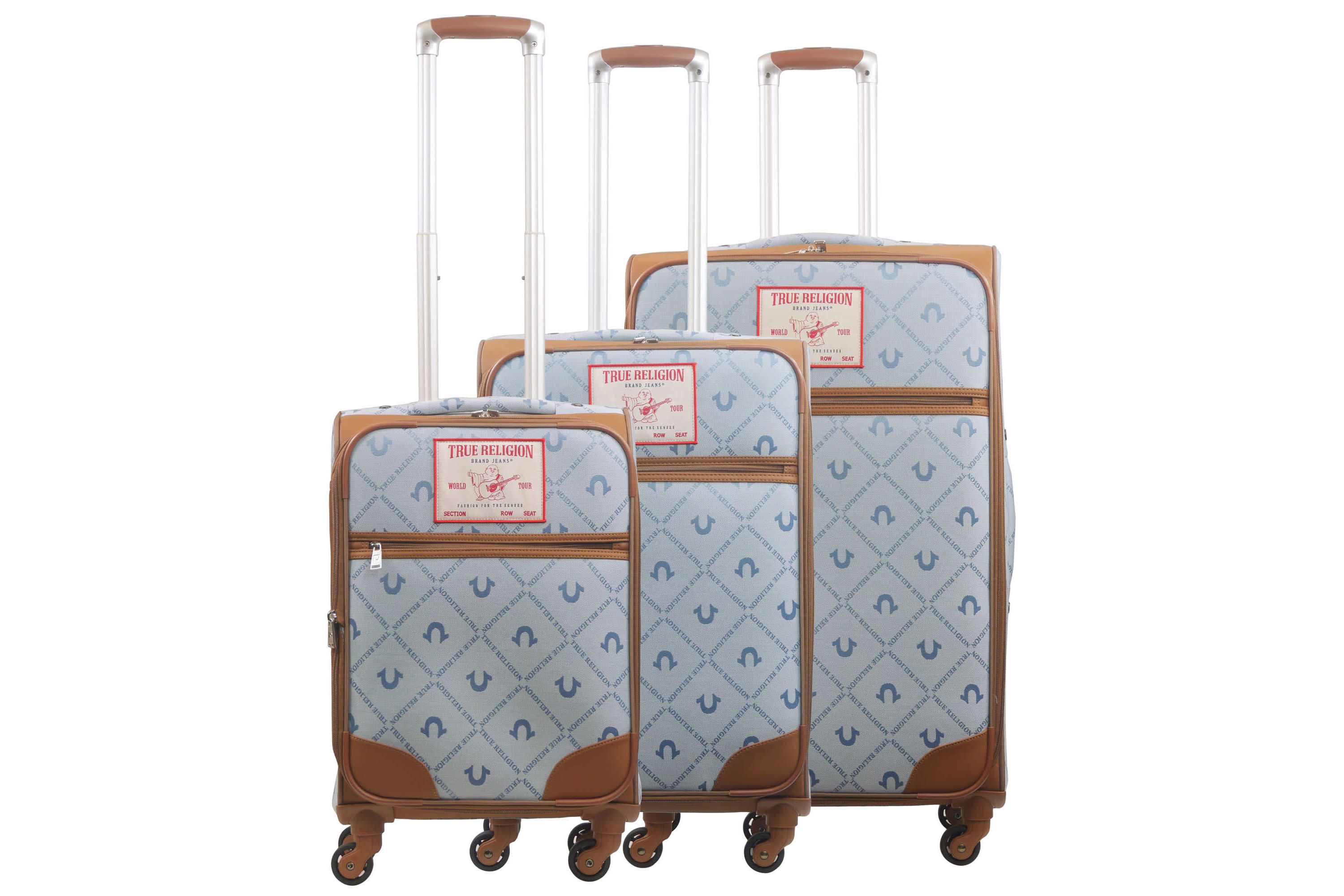True Religion Soft Sided 3 pc spinner Luggage Set