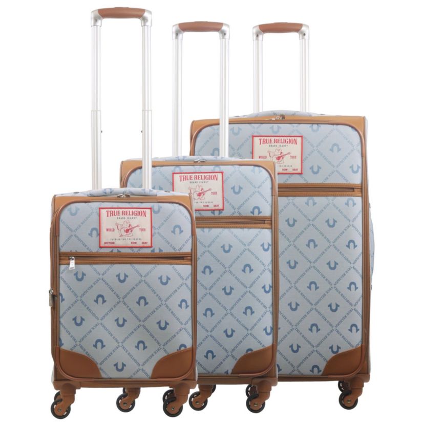 True Religion Soft Sided 3 pc spinner Luggage Set