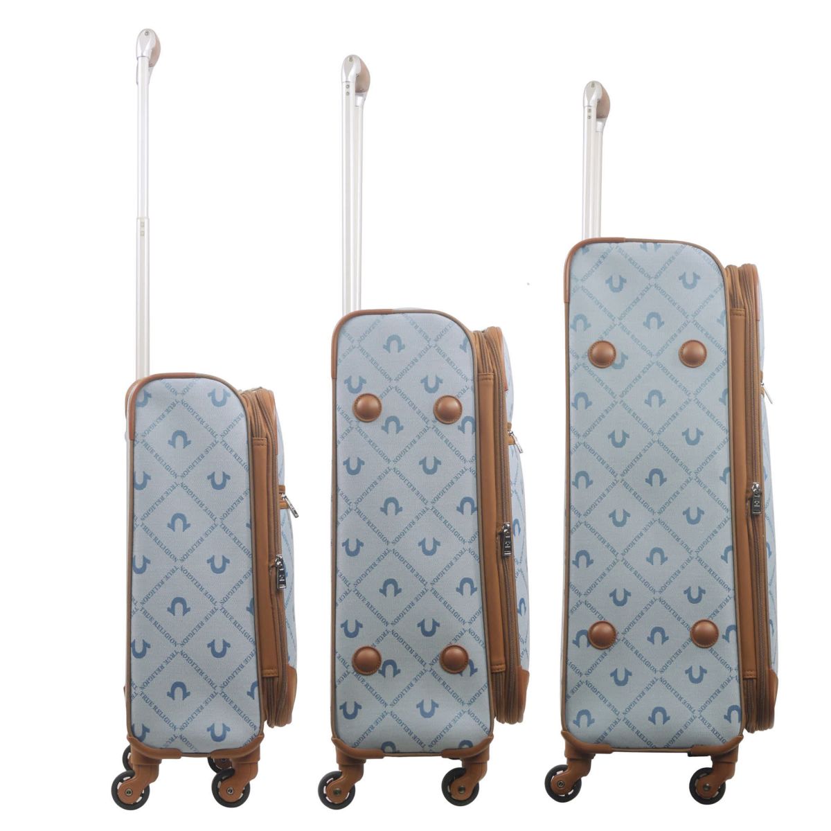 True Religion Soft Sided 3 pc spinner Luggage Set