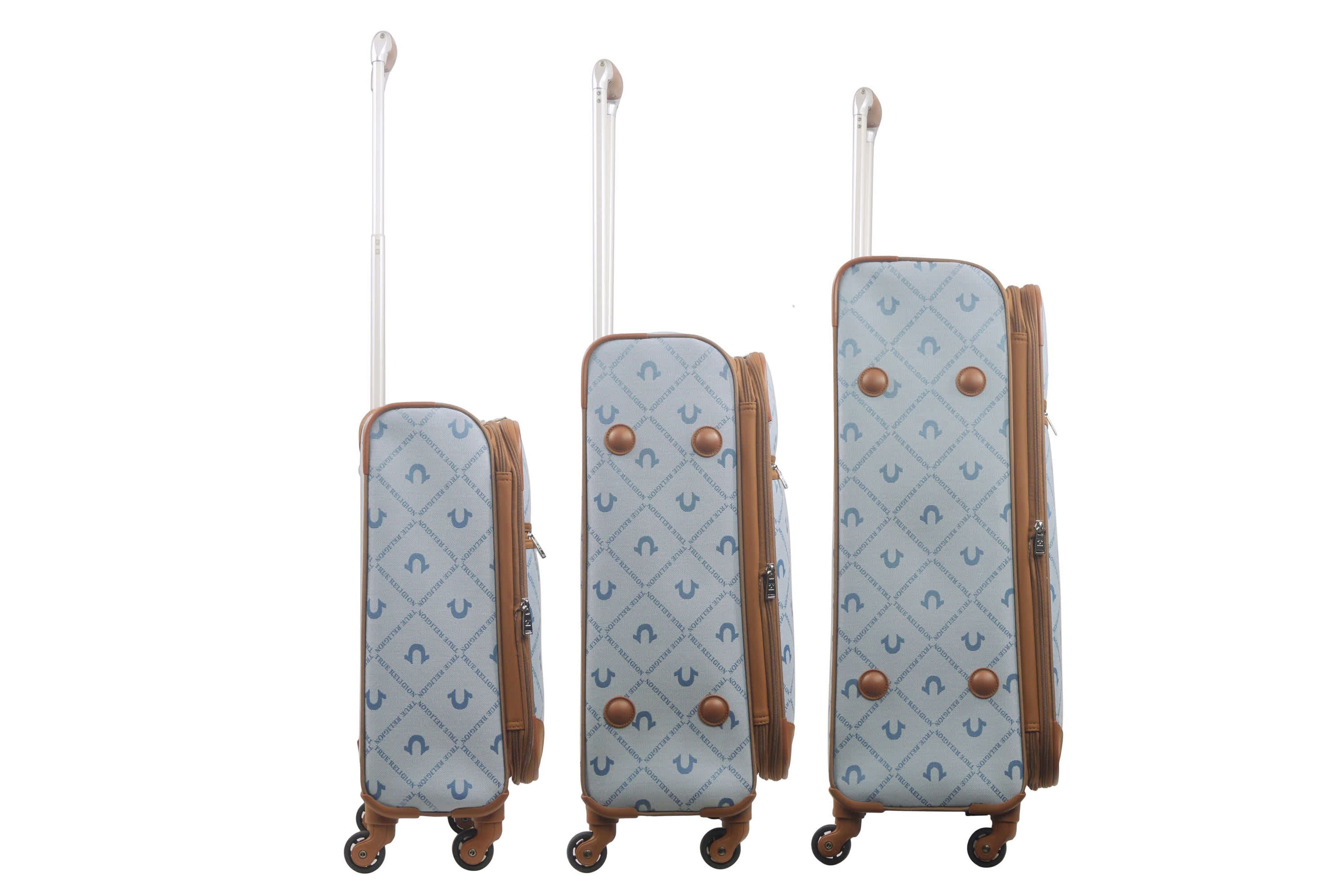 True Religion Soft Sided 3 pc spinner Luggage Set