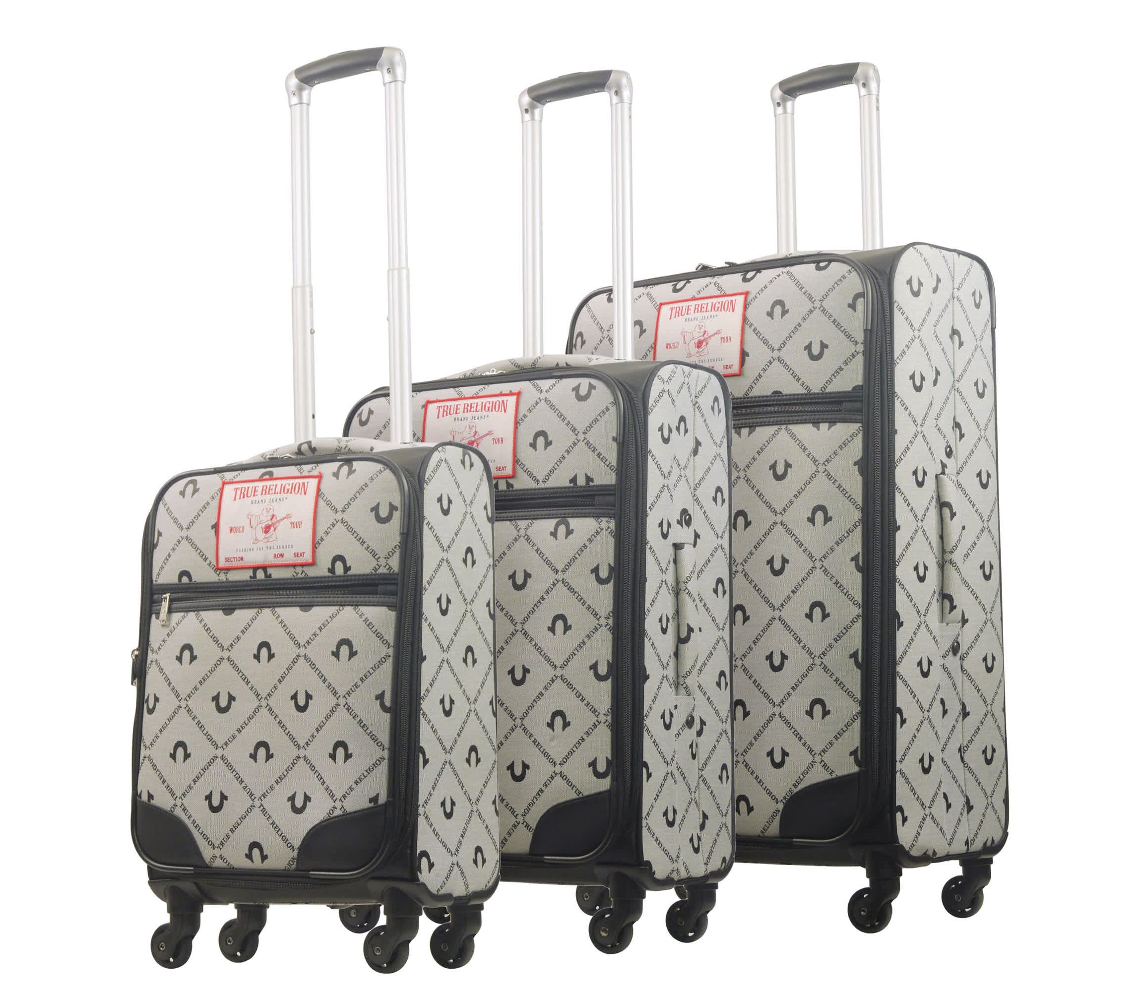 True Religion Soft Sided 3 pc spinner Luggage Set