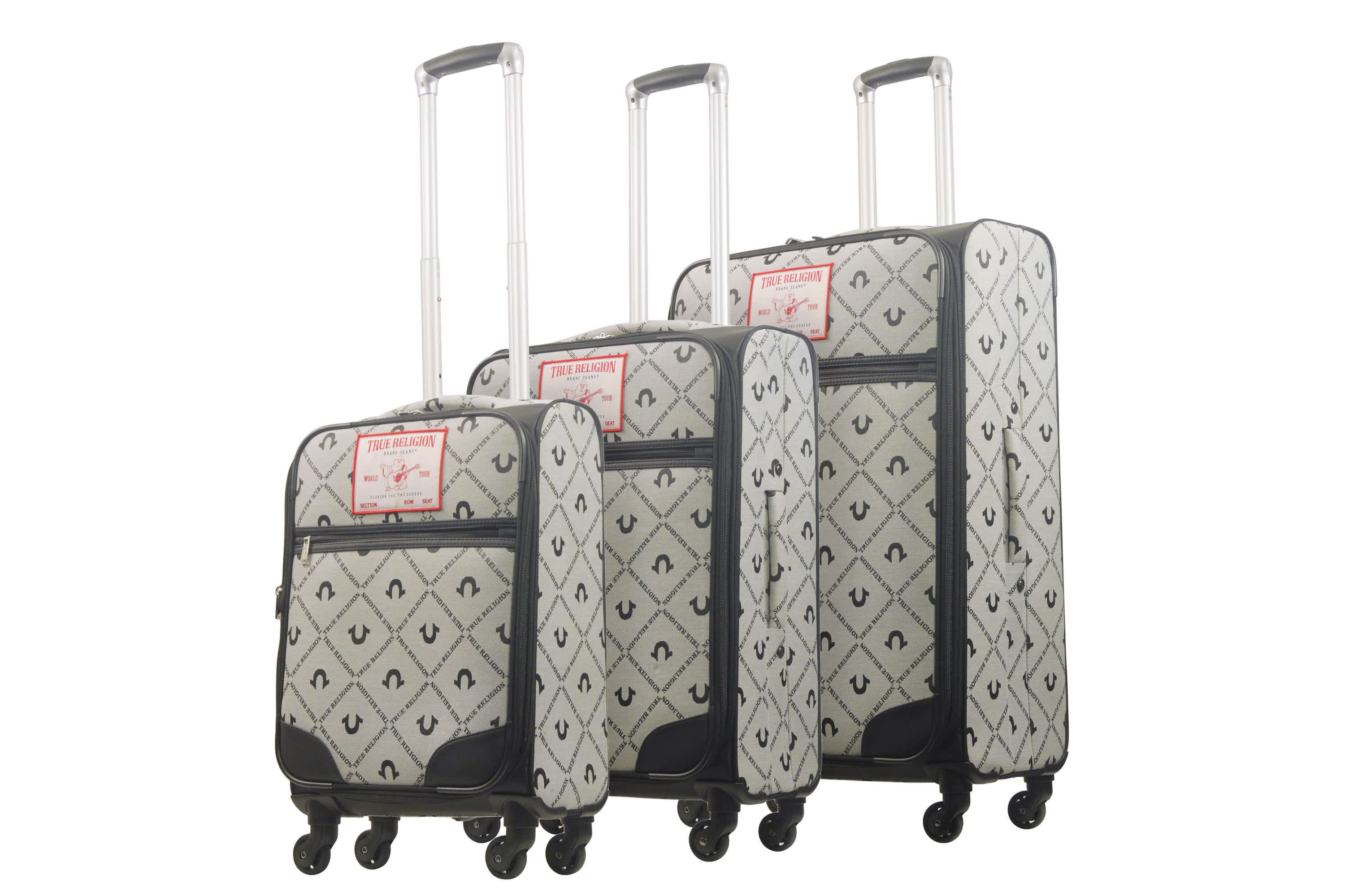 True Religion Soft Sided 3 pc spinner Luggage Set