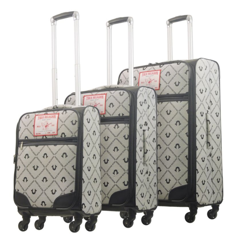 True Religion Soft Sided 3 pc spinner Luggage Set