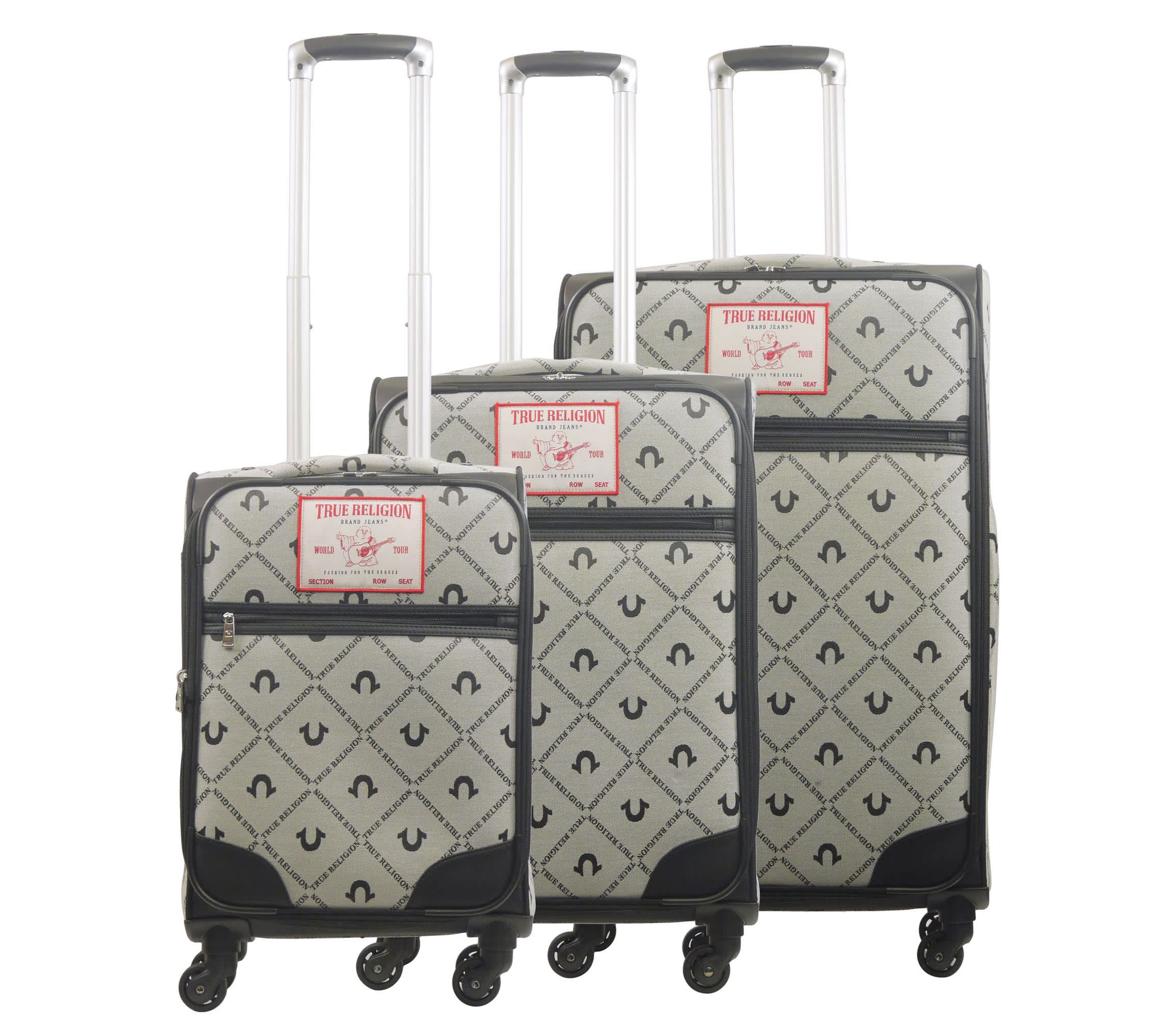 True Religion Soft Sided 3 pc spinner Luggage Set
