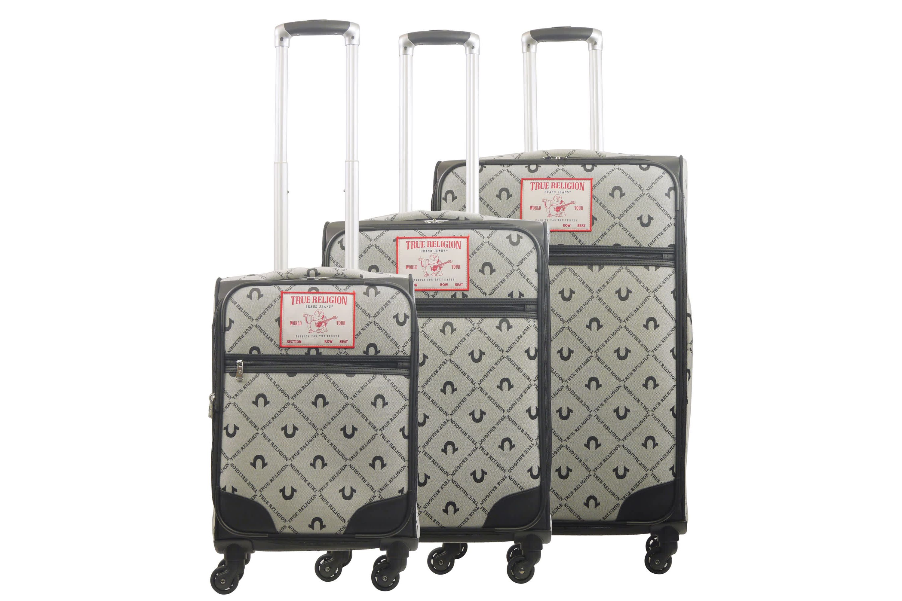 True Religion Soft Sided 3 pc spinner Luggage Set