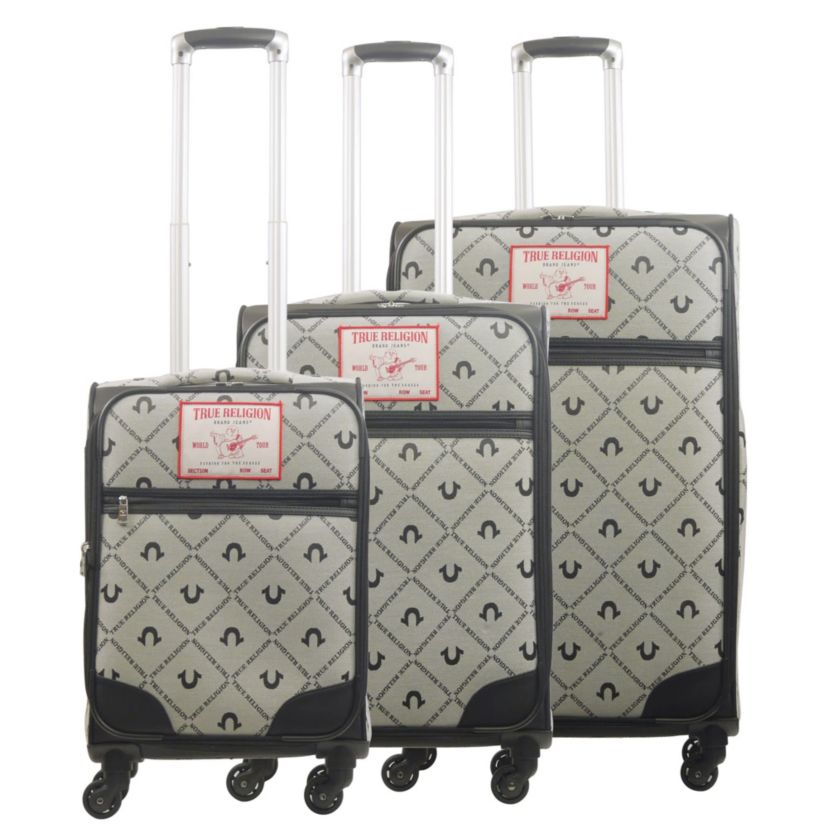 True Religion Soft Sided 3 pc spinner Luggage Set