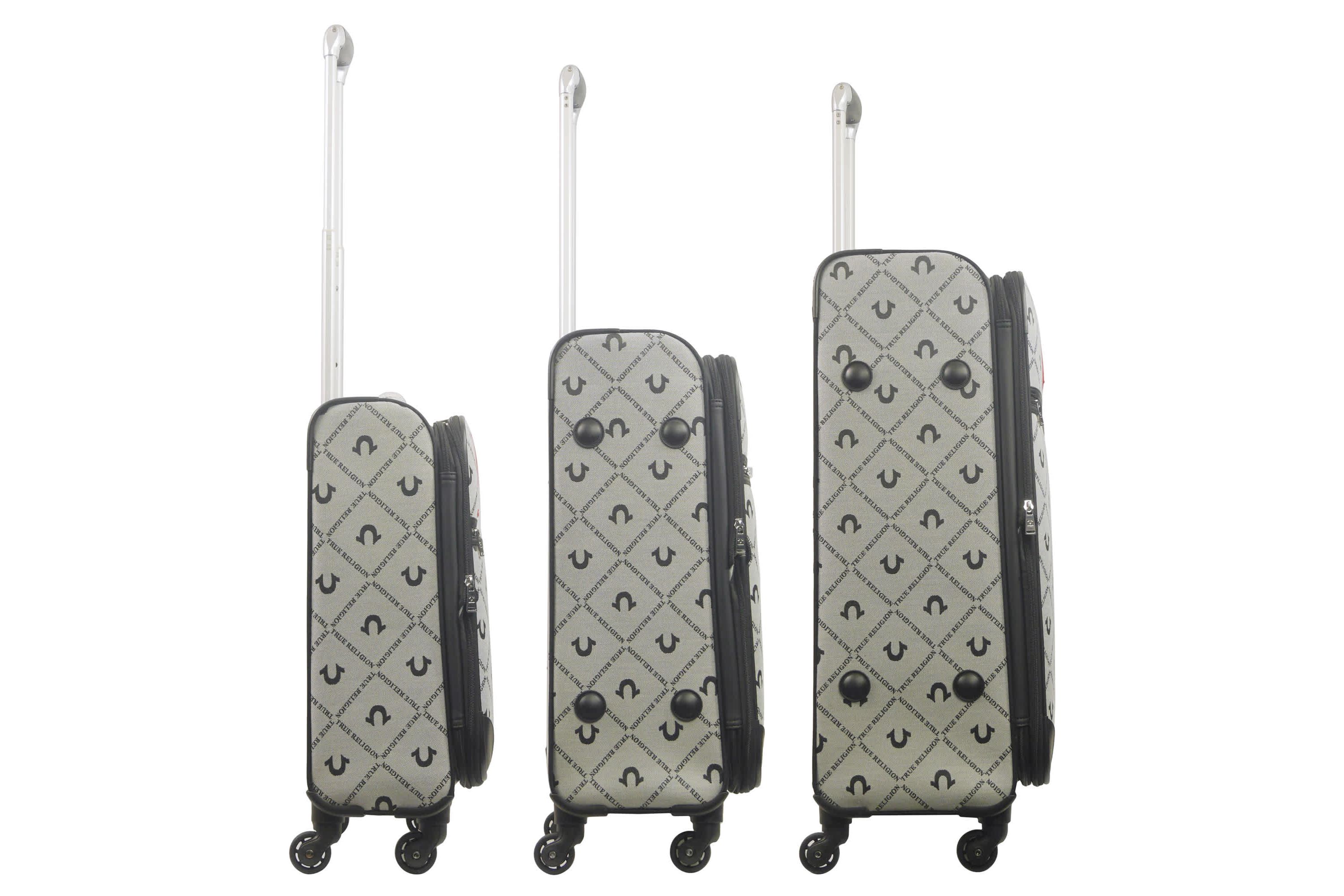 True Religion Soft Sided 3 pc spinner Luggage Set