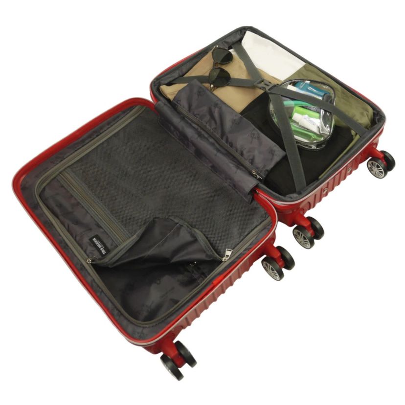 True Religion 22.5" Hardcase Red carry-on with big logo.