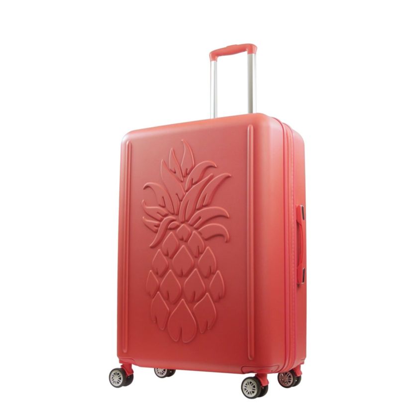 Tommy Bahama 30.5" Hard-Sided 3D Pineapple Luggage with Drawstring Bag in Coral