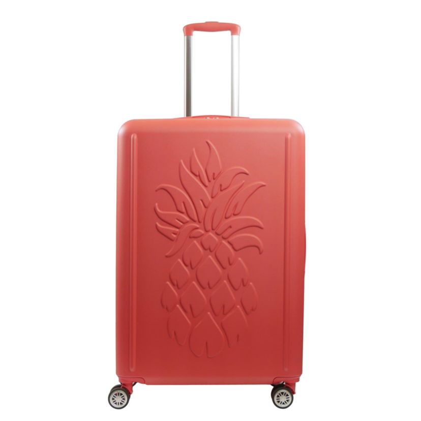 Tommy Bahama 30.5" Hard-Sided 3D Pineapple Luggage with Drawstring Bag in Coral