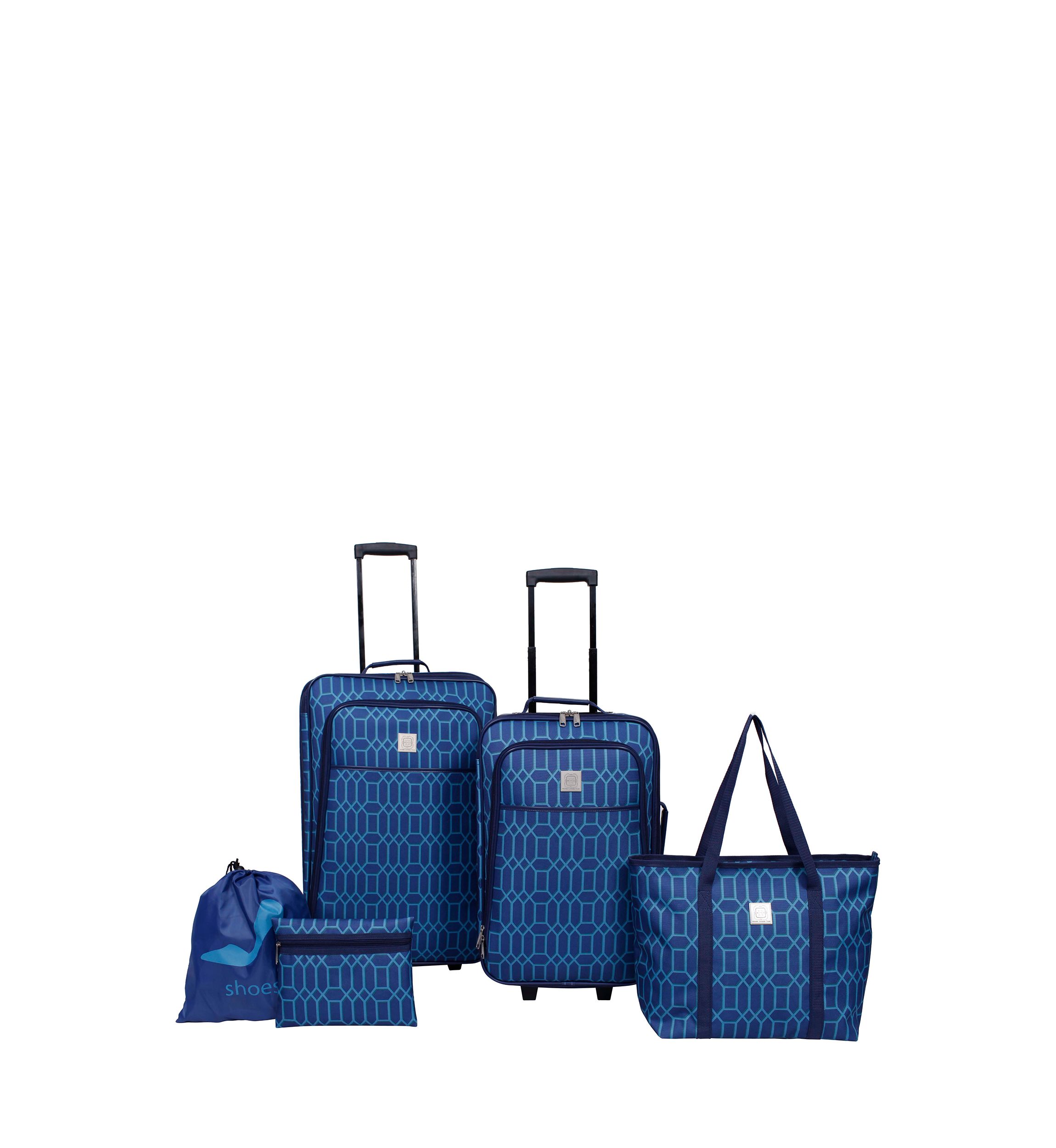 Navy  Geometric Diamond Luggage Set 5-Piece