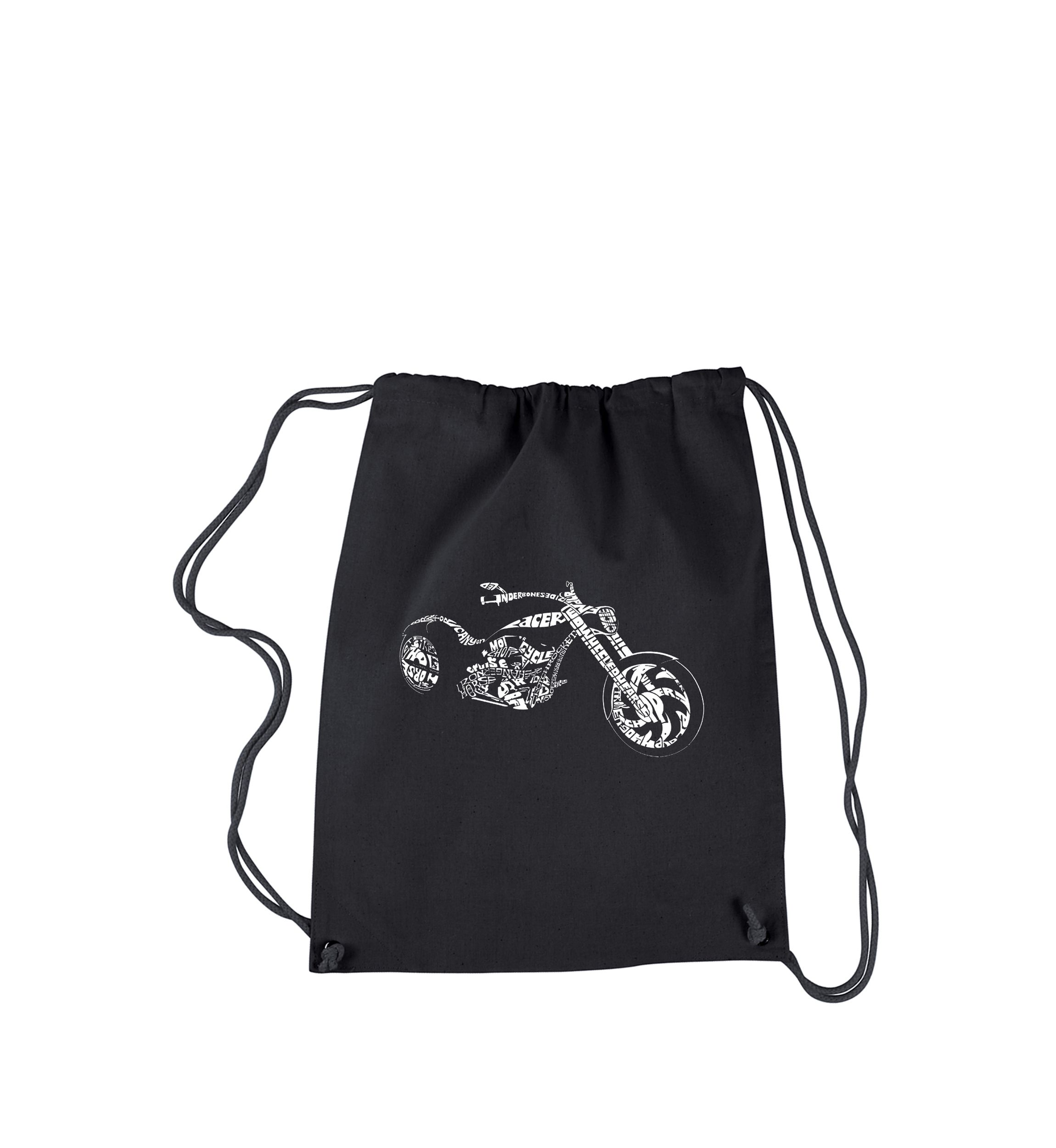 Drawstring Word Art Backpack Motorcycle