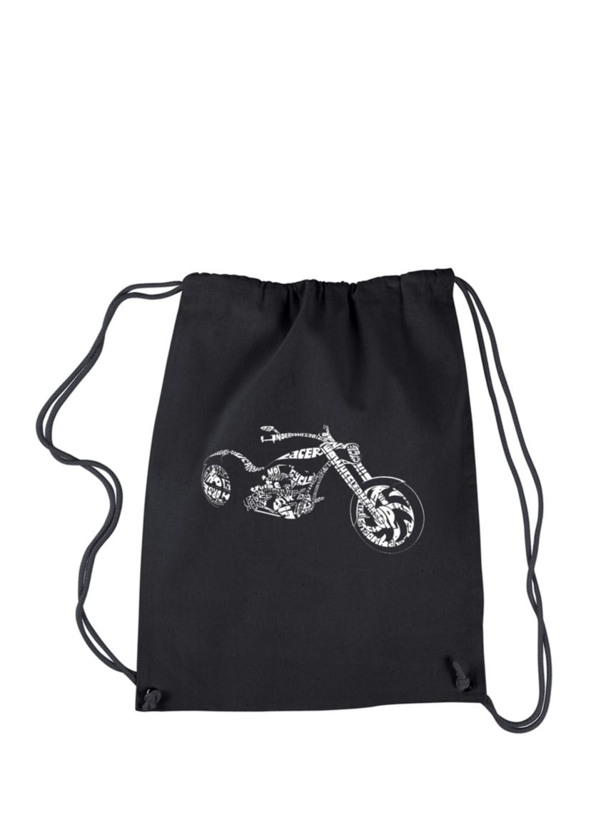 Drawstring Word Art Backpack Motorcycle