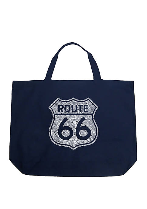 Large Word Art Tote Bag - Cities Along the Legendary Route 66