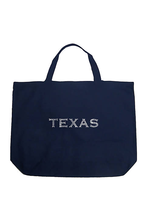 Large Word Art Tote Bag - THE GREAT CITIES OF TEXAS