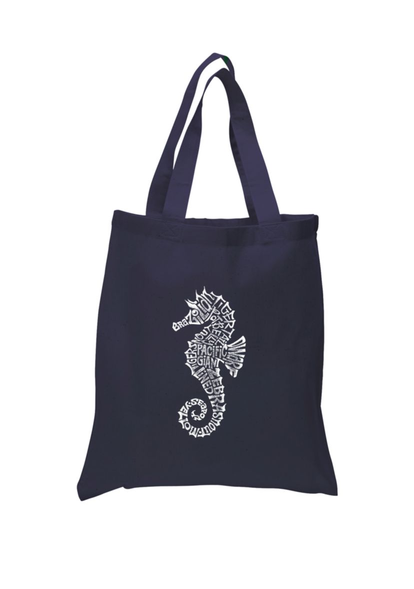Small Word Art Tote Bag - Types of Seahorse