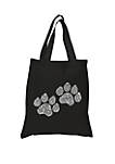 Small Word Art Tote Bag - Woof Paw Prints