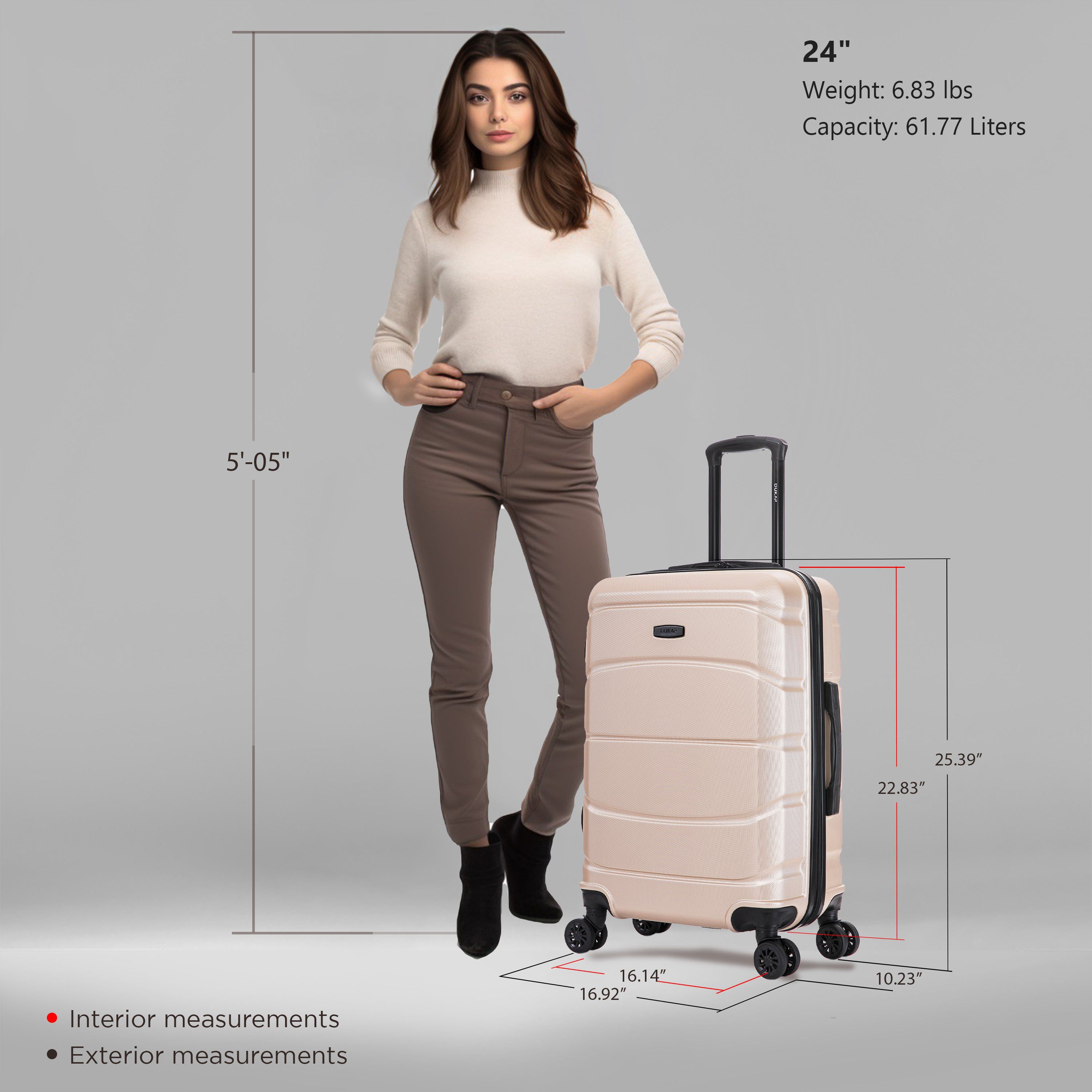 DUKAP Sense Lightweight Hardside Spinner Luggage 24"