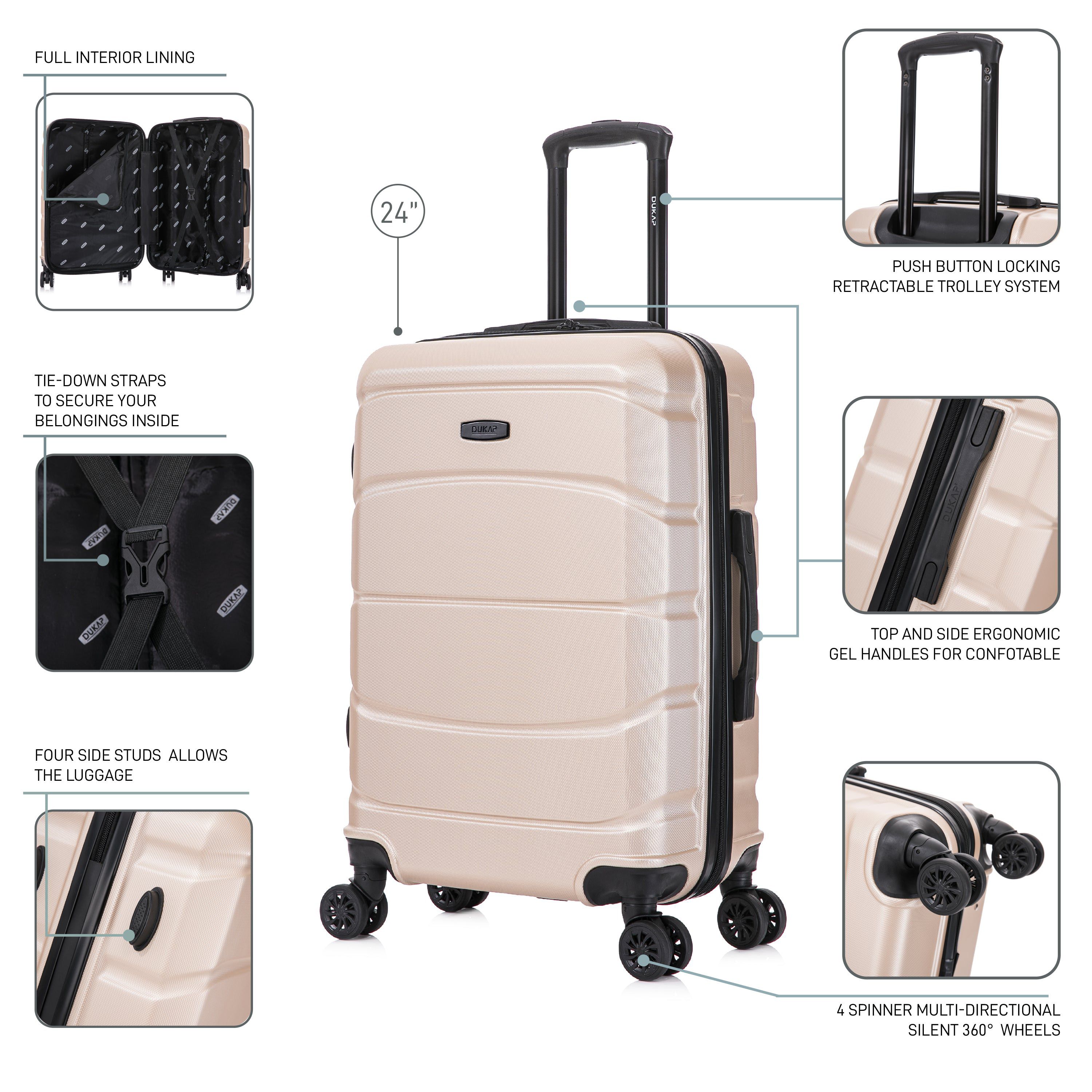 DUKAP Sense Lightweight Hardside Spinner Luggage 24"