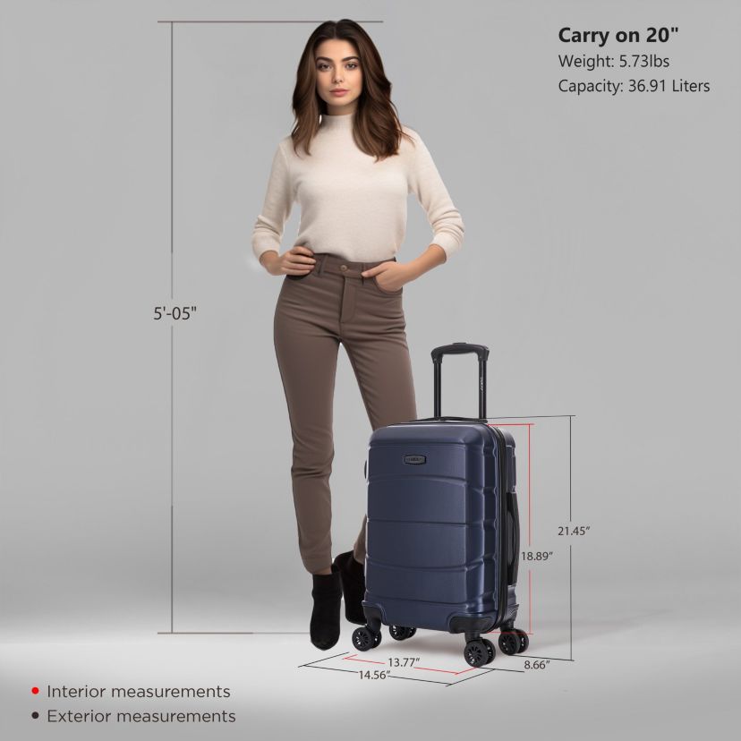 DUKAP Sense Lightweight Hardside Spinner Luggage 20" Carry-On