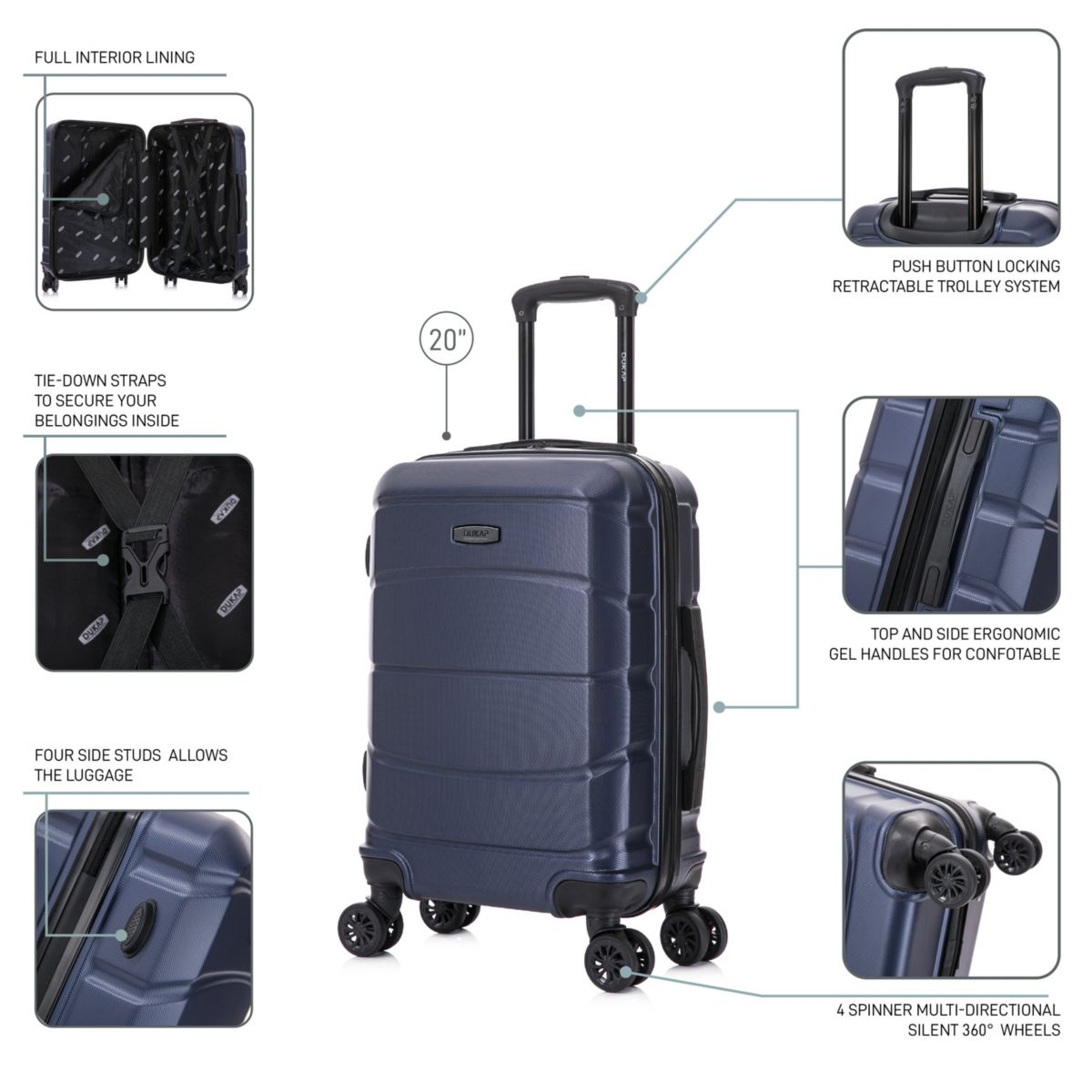 DUKAP Sense Lightweight Hardside Spinner Luggage 20" Carry-On