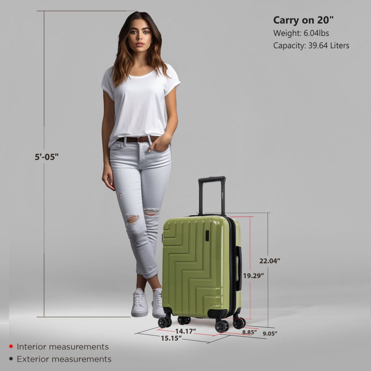 DUKAP Zahav Lightweight Hardside Spinner Luggage 20" Carry-On