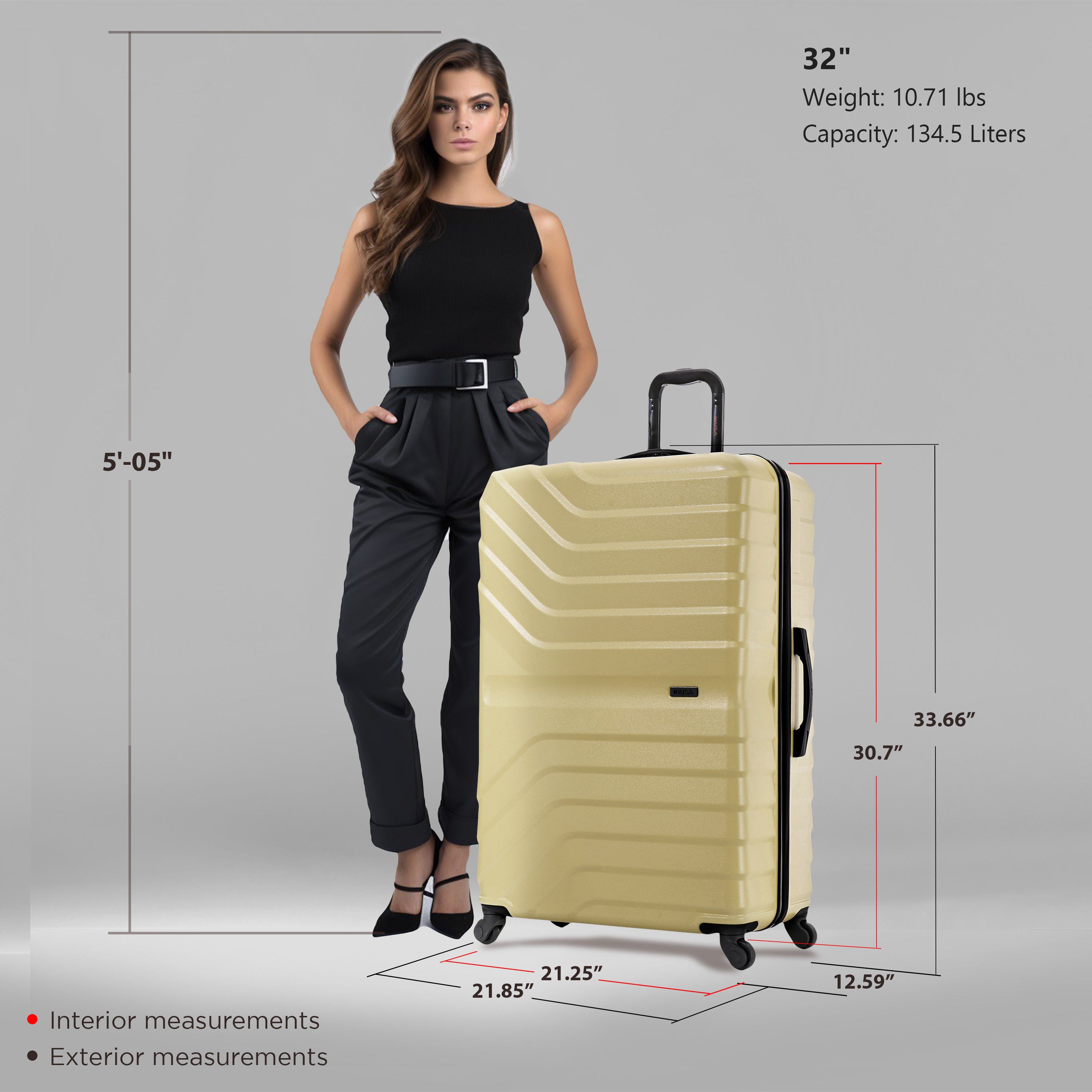 InUSA Aurum lightweight hardside spinner luggage 32"