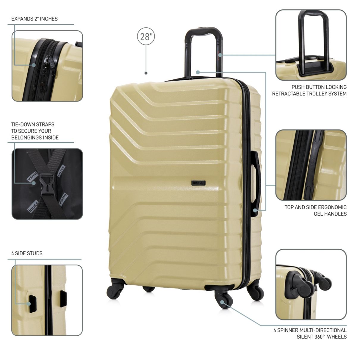 InUSA Aurum lightweight hardside spinner luggage 28"
