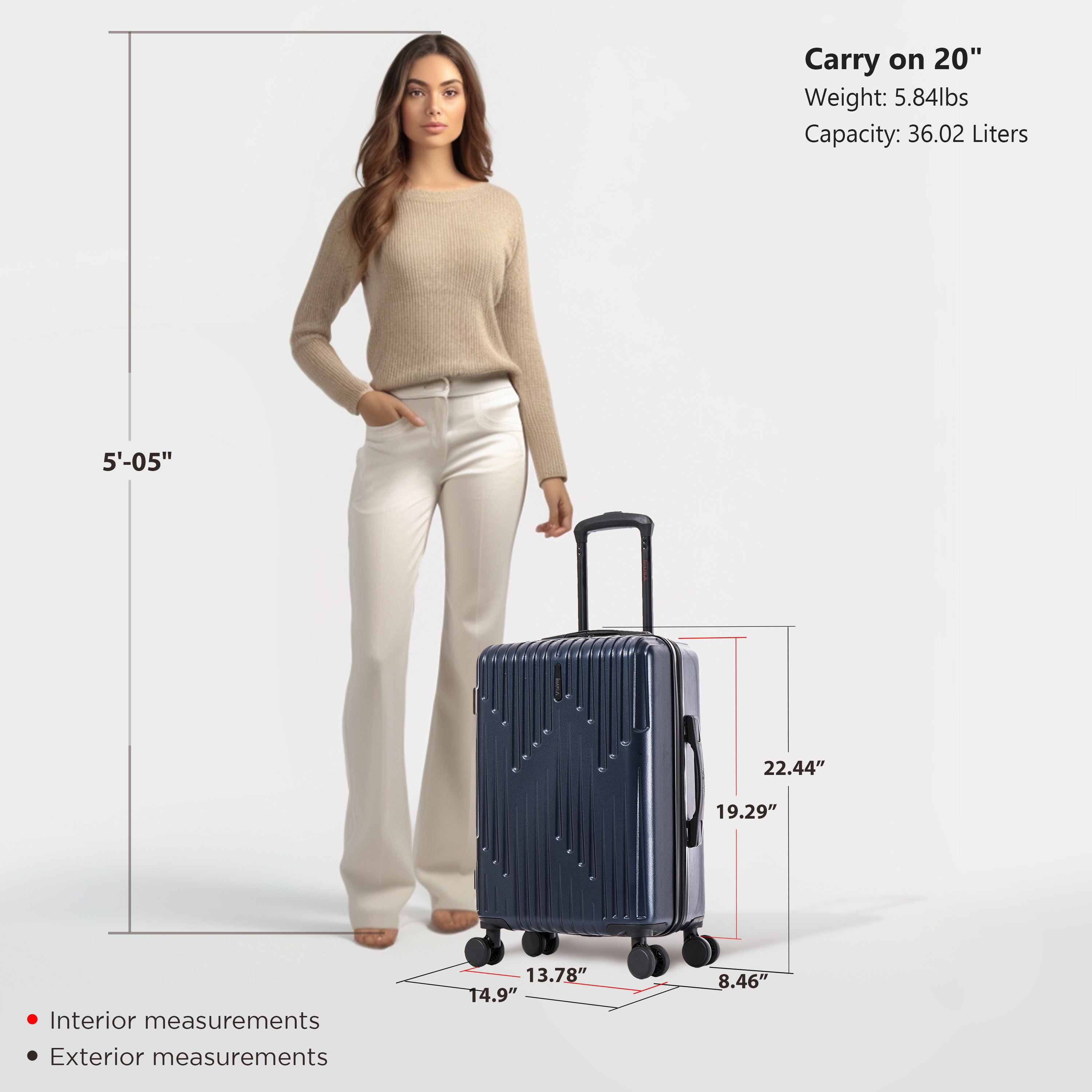 InUSA Drip lightweight hardside spinner luggage 20" carry-on