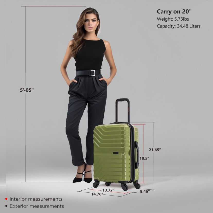 InUSA Aurum lightweight hardside spinner luggage 20" carry-on