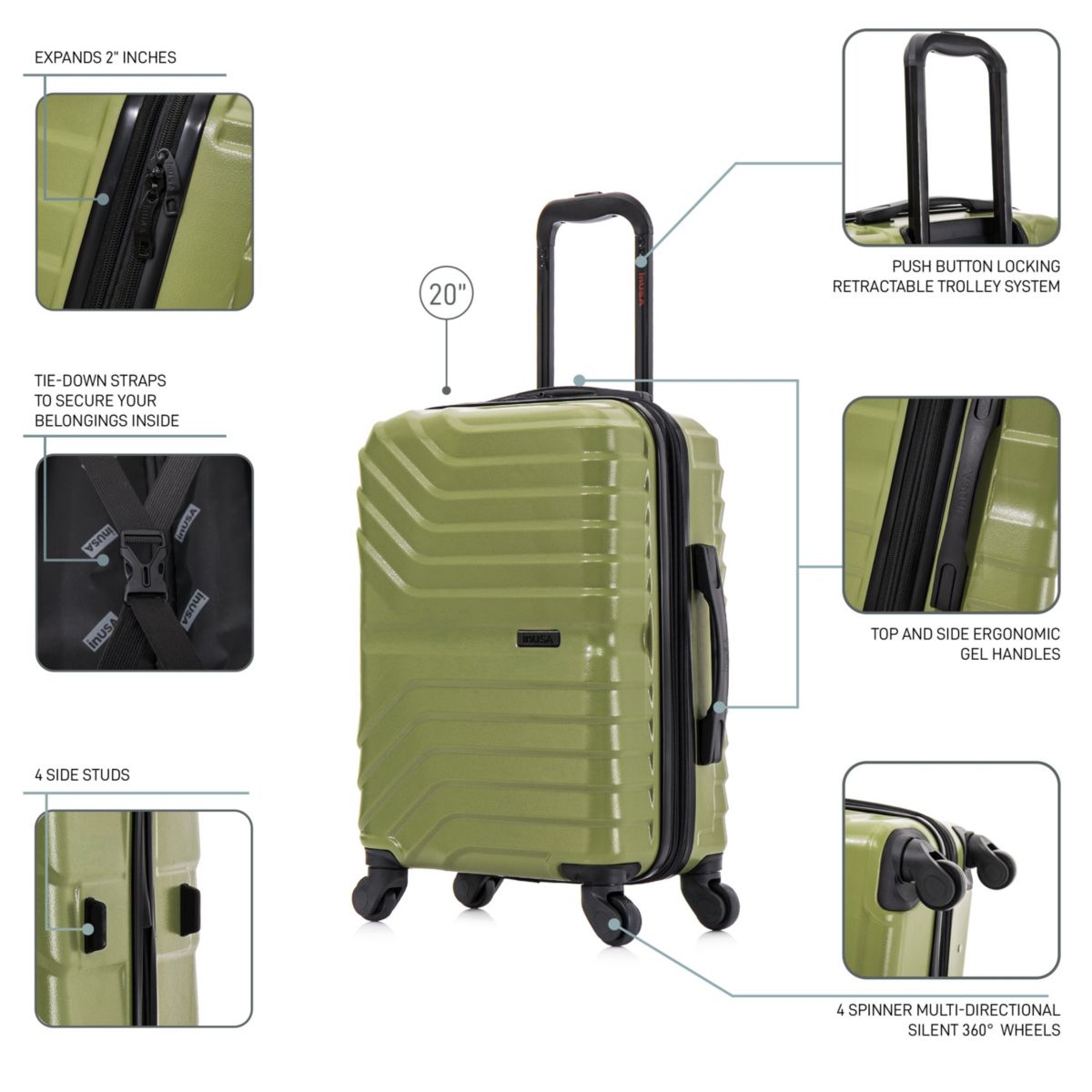 InUSA Aurum lightweight hardside spinner luggage 20" carry-on