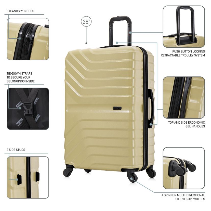 InUSA Aurum lightweight hardside spinner 3 Piece Luggage Set  20"/24"/28"