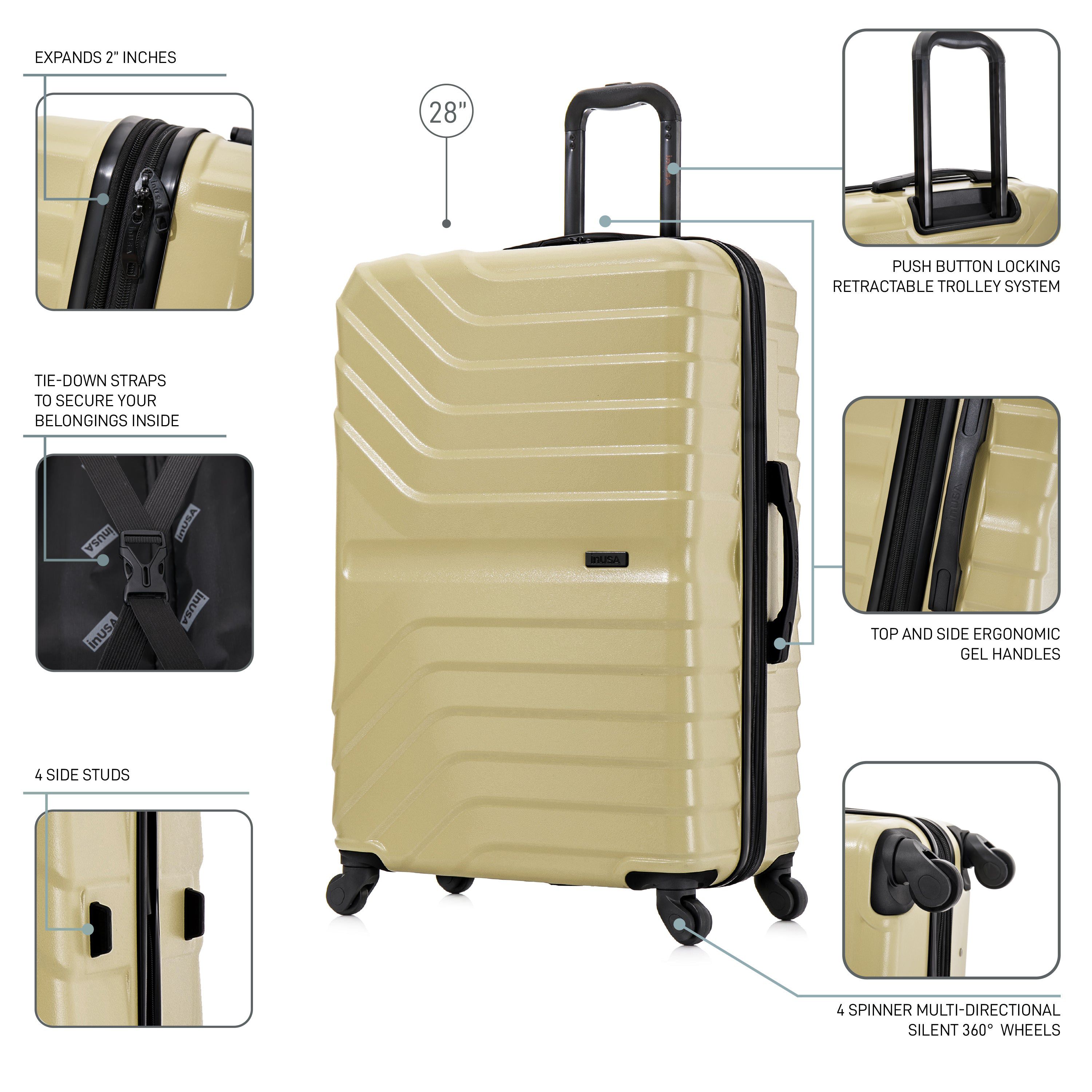 InUSA Aurum lightweight hardside spinner 4 Piece Luggage Set  20"/24"/28"/32