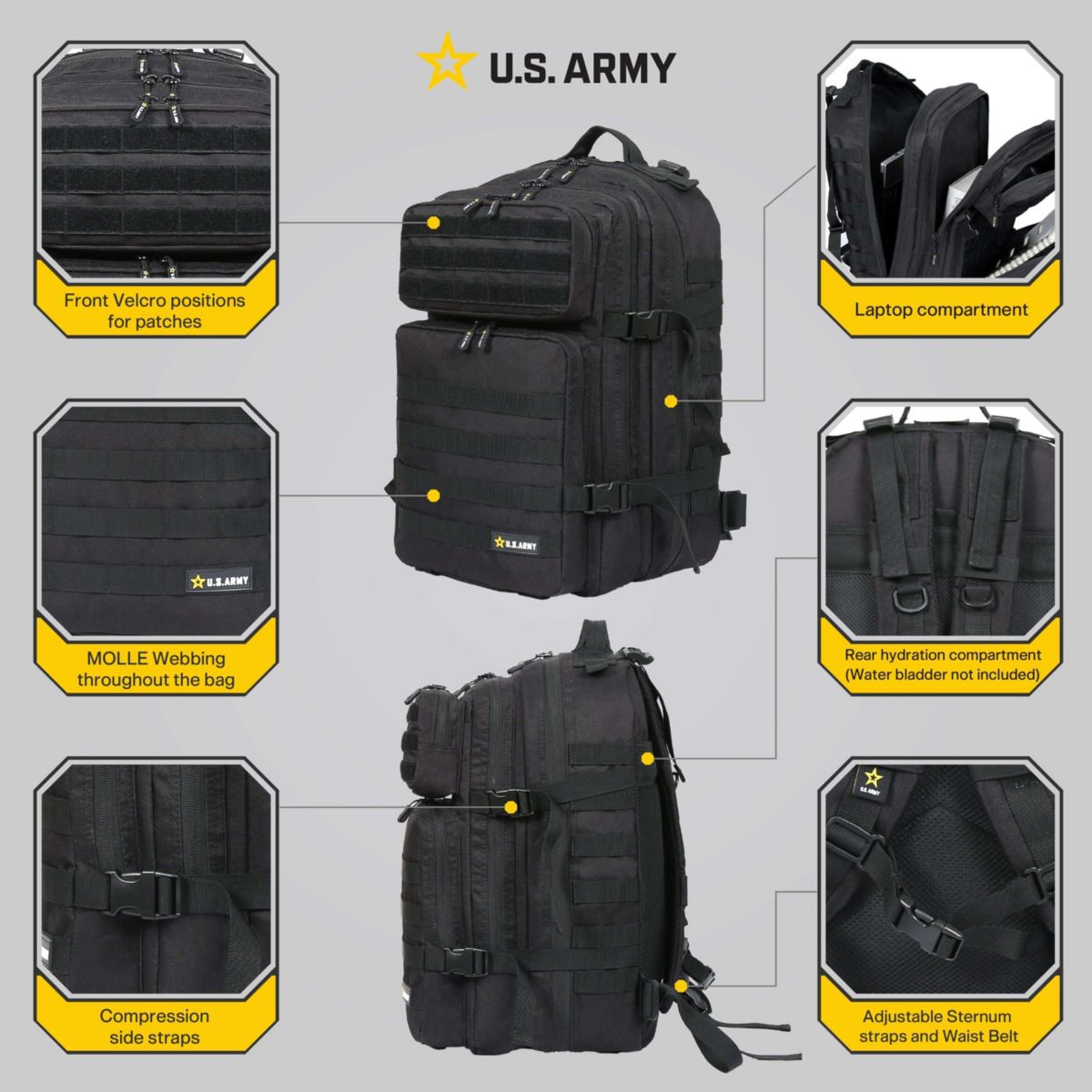 US Army U.S. Army ASSAULT High Performance Tactical Backpack Black | Belk