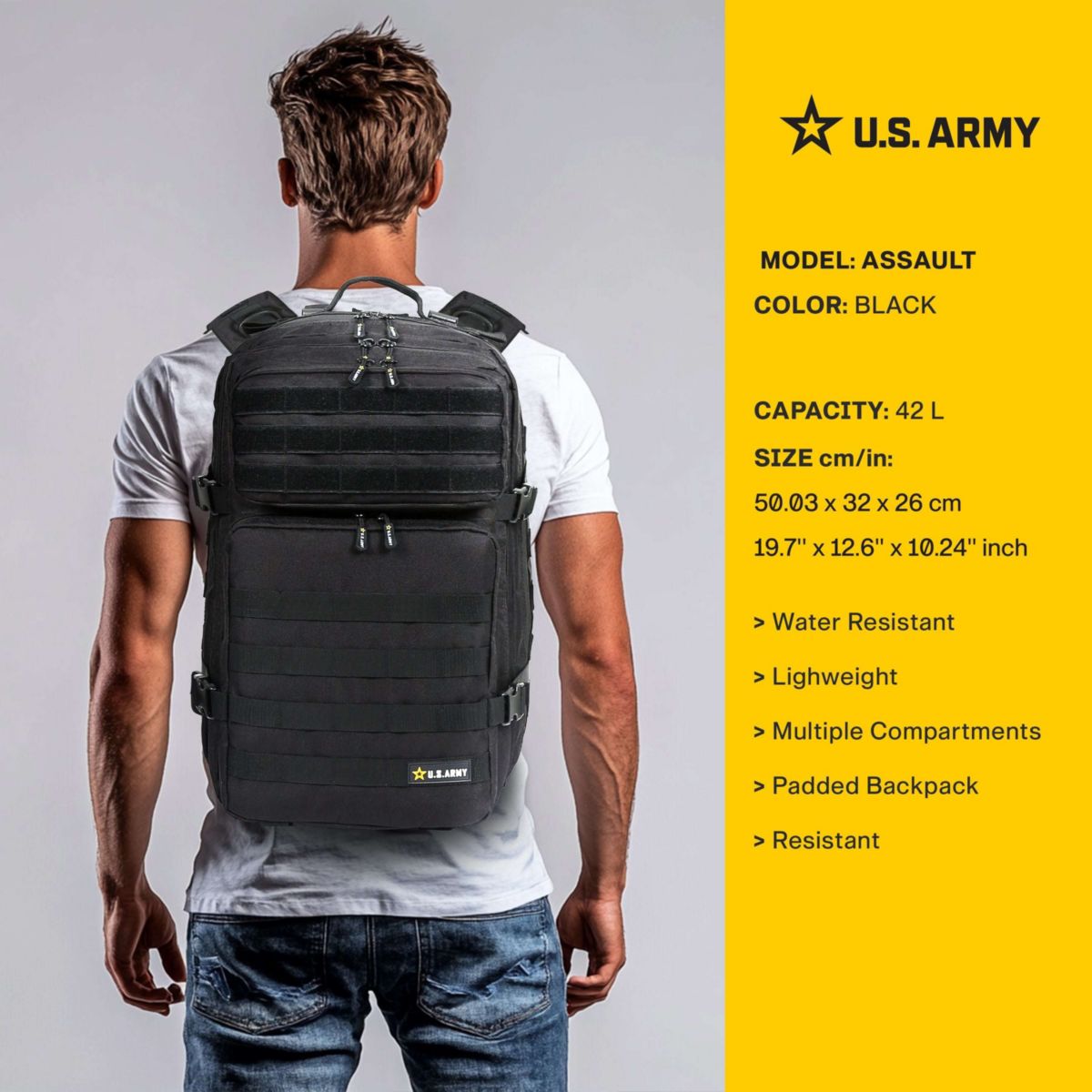 US Army U.S. Army ASSAULT High Performance Tactical Backpack Black | Belk