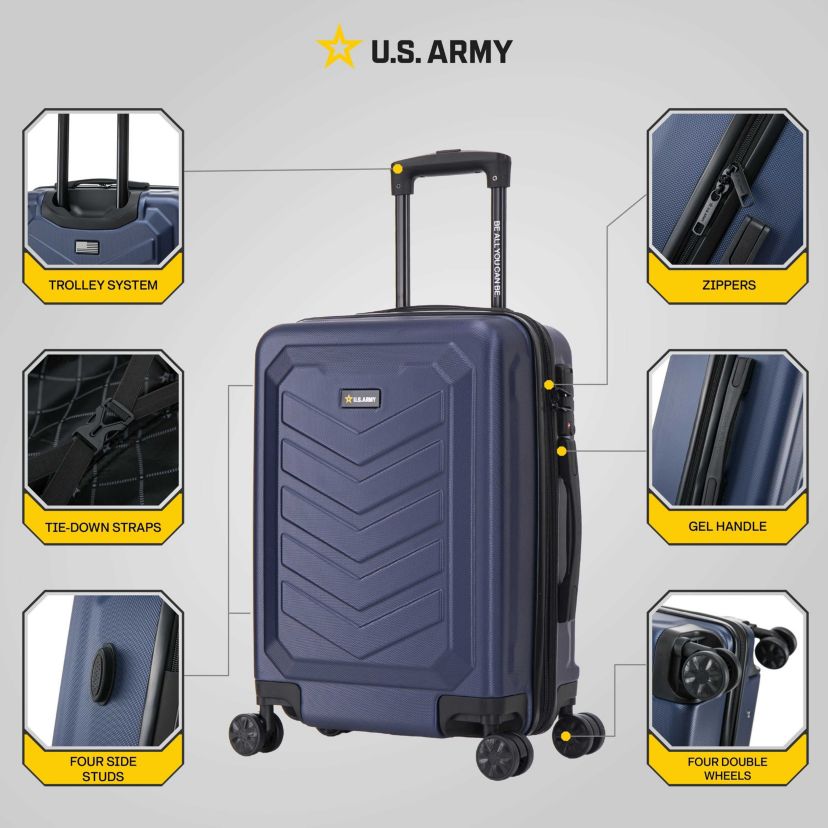 U.S. ARMY FOX 20" Carry-On Suitcase Navy Blue