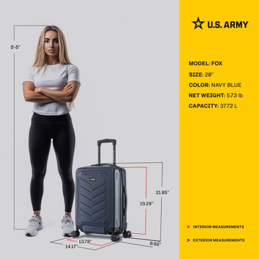 U.S. ARMY FOX 20" Carry-On Suitcase Navy Blue