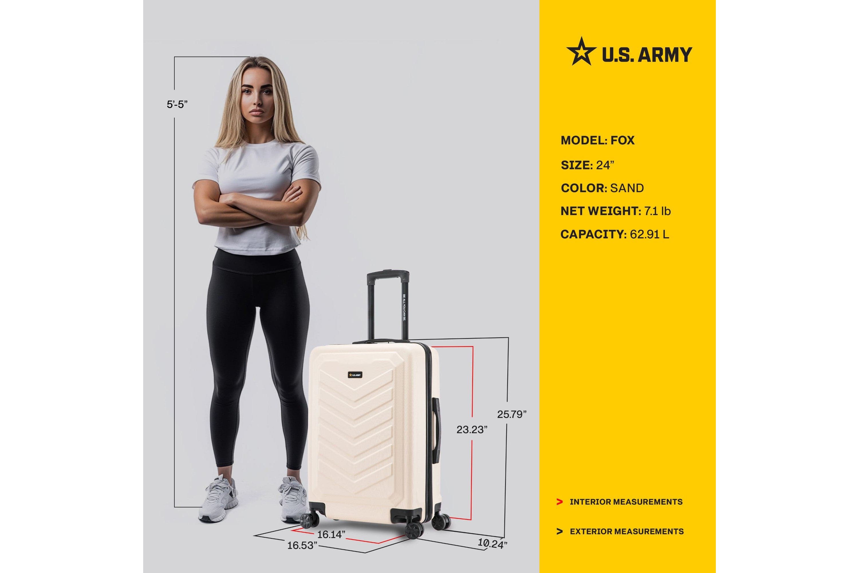 U.S. ARMY FOX 24" Medium Suitcase Mustard